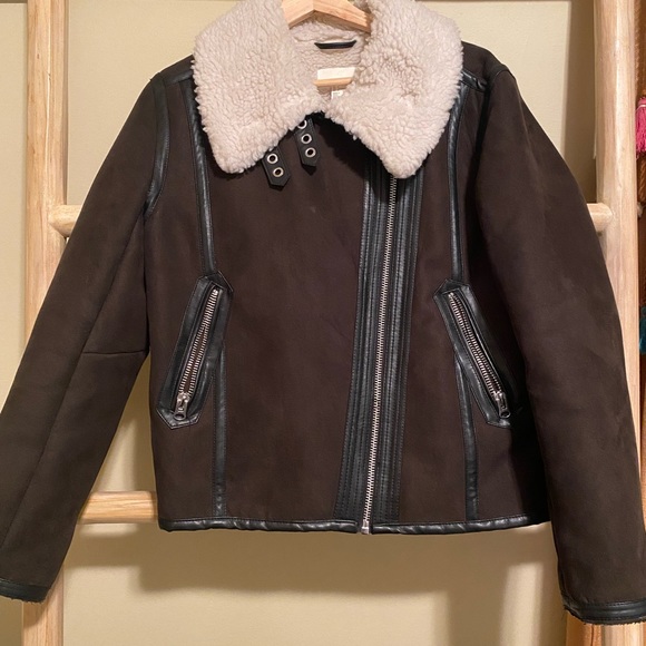 H&M Khaki green biker jacket - Picture 3 of 4